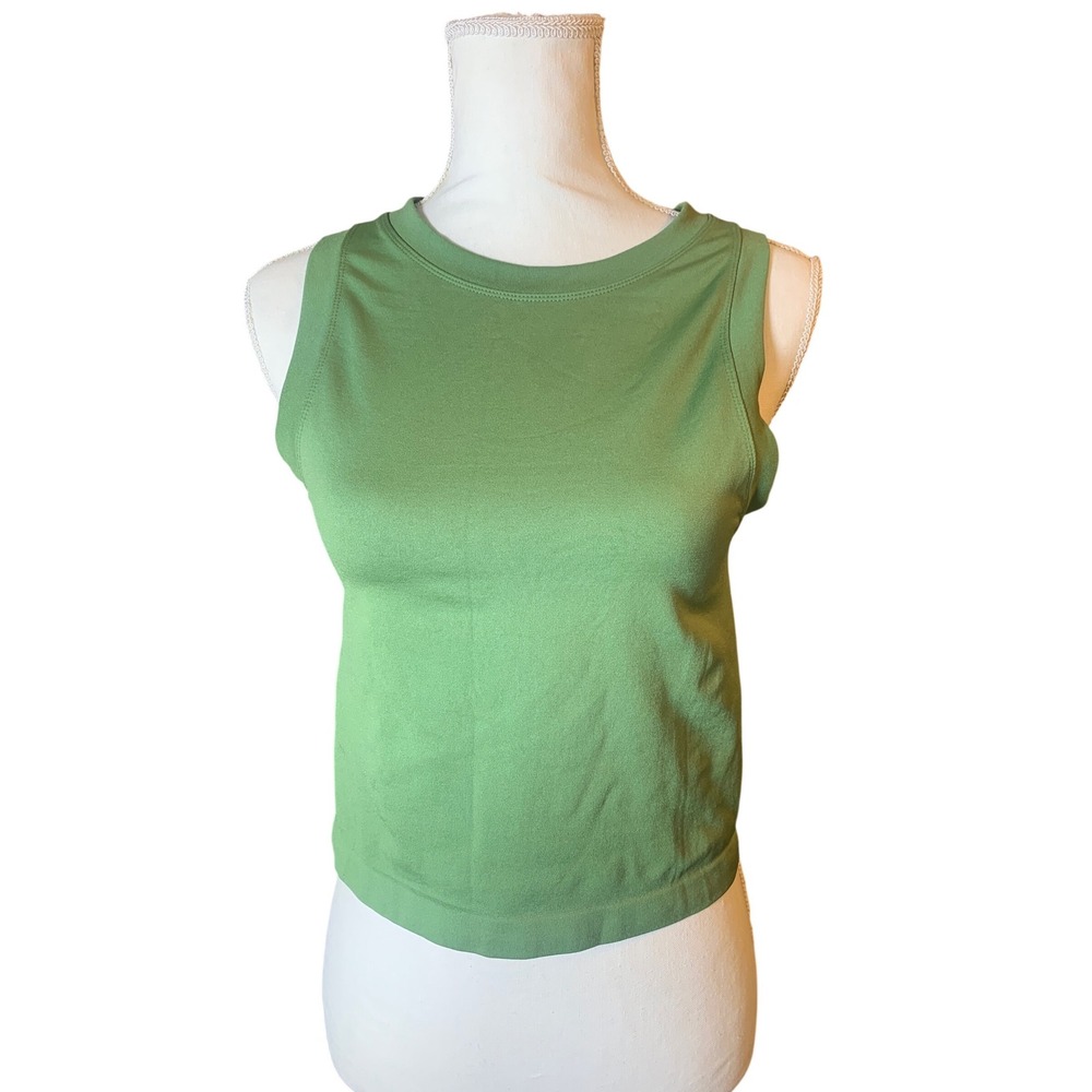 Lovepoem Nina-01 Green Seamless High Neck Sleeveless Crop Tank‎ Top sportswear